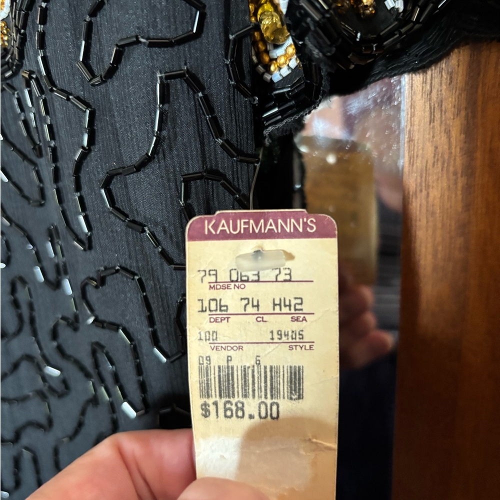 Deadstock vintage Kaufmann’s Dept. store Laurence Kazar Beaded Party Dress NWT - Picture 6 of 9